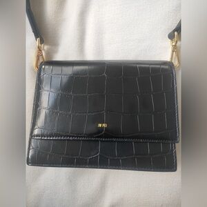 JW PEI Black Croc-Embossed Crossbody Bag